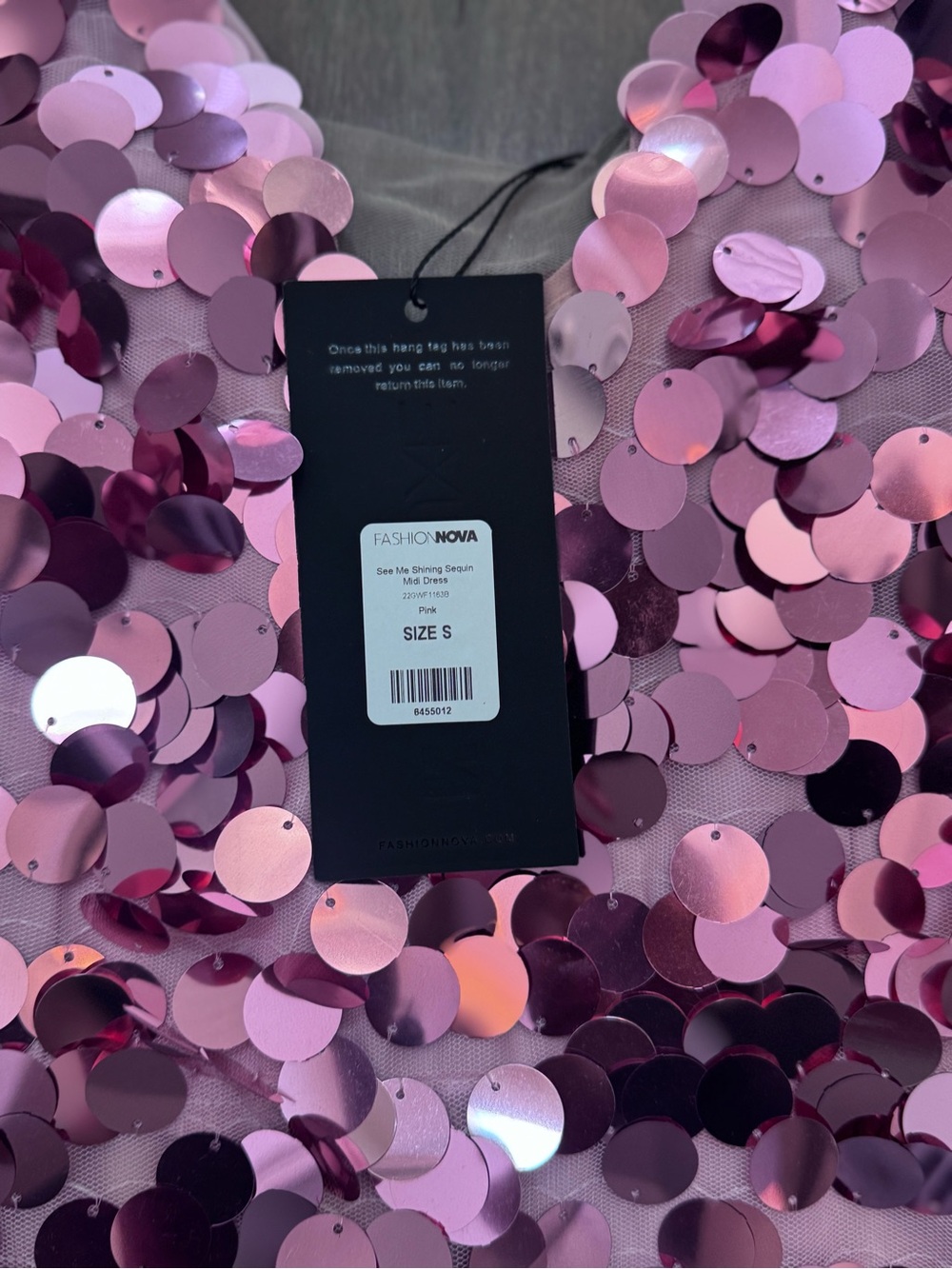 Fashion Nova Pink Sequin V-Neck Bodycon Dress - Picture 5 of 5